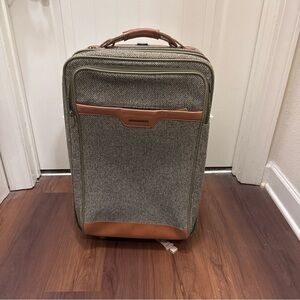 💥 Hartmann Vintage Tweed & Leather Rolling Carry On Luggage 22" & Garment Bag